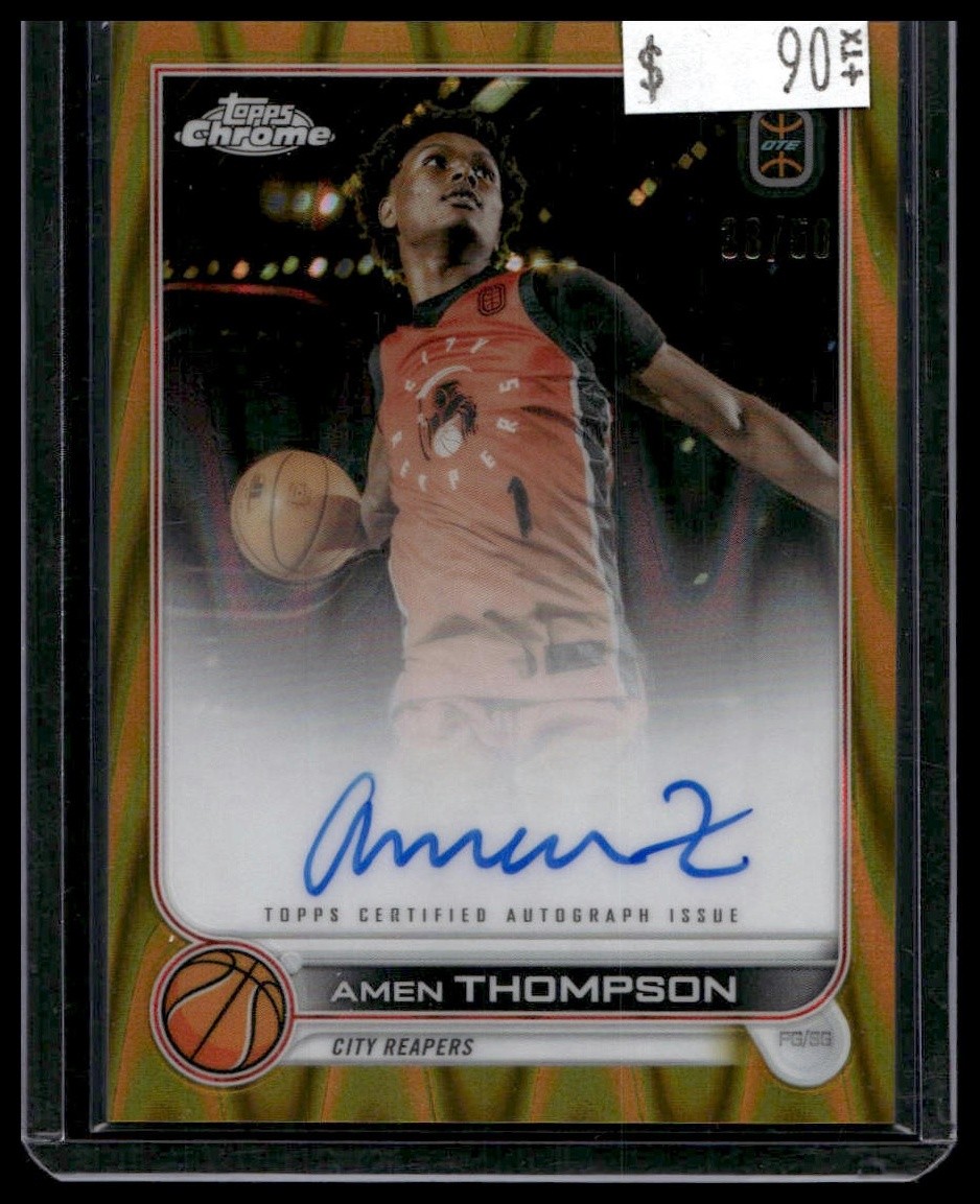 2022-23 Topps Chrome OTE Amen Thompson Chrome Gold Wave Refractors #/50