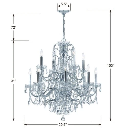 Imperial 29 1/2" Wide Polished Chrome 12-Light Chandelier - Picture 5 of 5