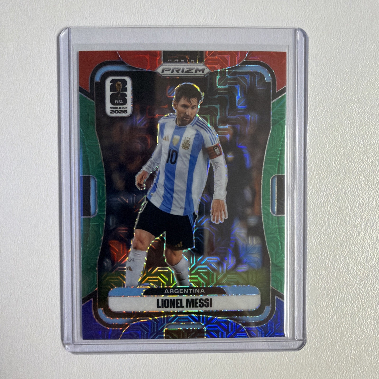 2026 Panini Prizm World Cup Lionel Messi #10 Red/Green/Blue Mojo Refractor SSP
