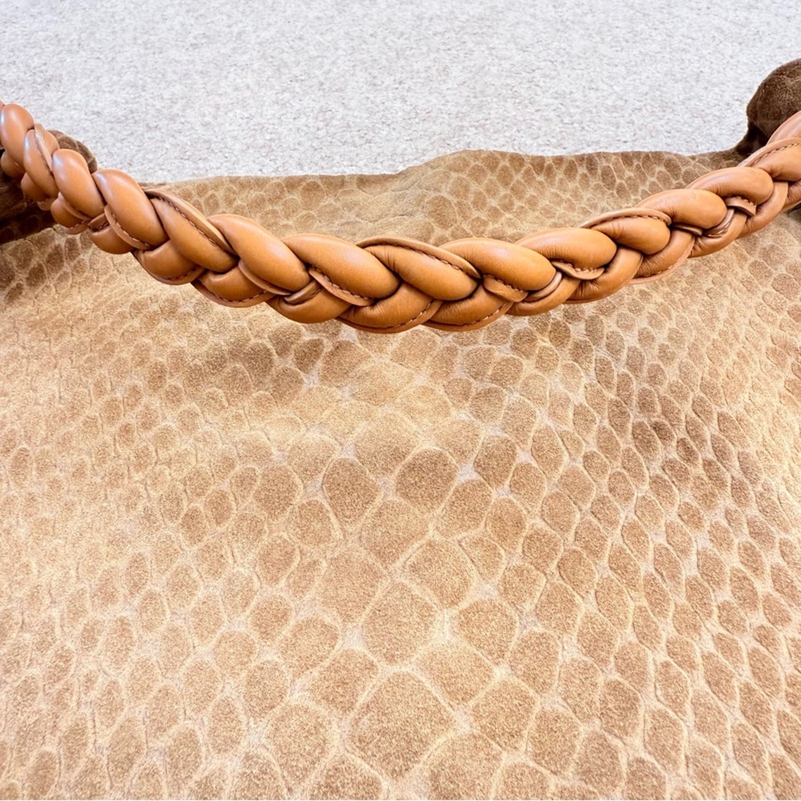 Rare Aphros Capri Suede Python Print Textured Tan… - image 3