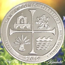 2019 S San Antonio Missions Park Quarter .999 Silver Proof, W/TEXAS BONUS Fas🚢 