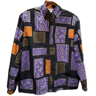 Drapers & Damons Petites Vintage Jacket Purple Black Gold Zip Front Size PL