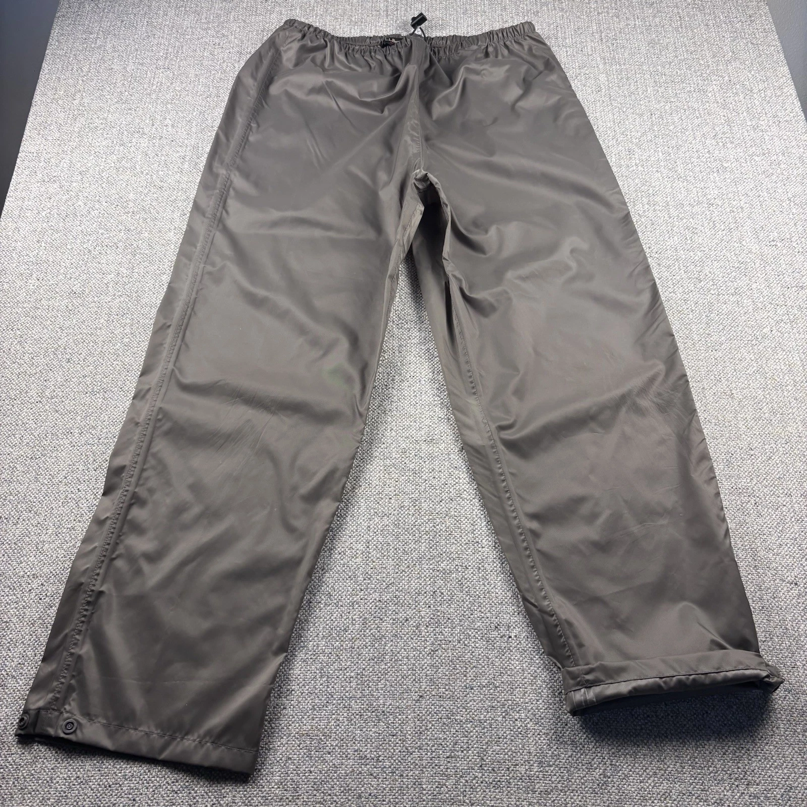 L.L. Bean Outdoors Rain Pants Men’s L Brown Nylon Packable Waterproof Snap