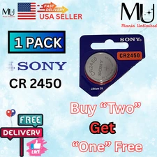 1 Pcs Sony CR2450 FreshStock DL2450 ECR2450 Lithium Battery 3v Expire Date 2033+