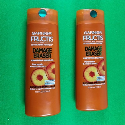 2 Pack Garnier Fructis Damage Eraser Shampoo, For Damaged Hair. Smells Good