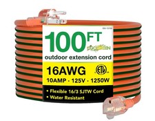 Go Green Power Inc. 16/3 100ft Outdoor Extension Cord - Heavy Duty, Lighted E...