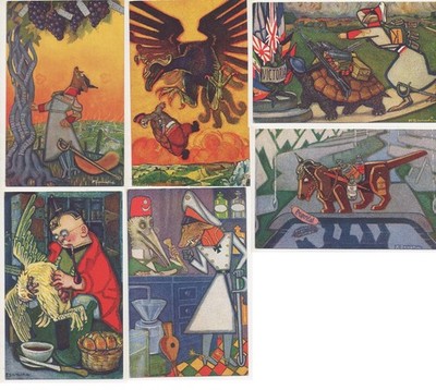SANCHA - ANTI-GERMAN SATIRICAL - FAIRY TALES OF ESOPO - series of no. 6 postcards #1