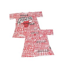 Vintage 90  s Chicago Bulls Single Stitch All Over Print T Shirt Size Large USA