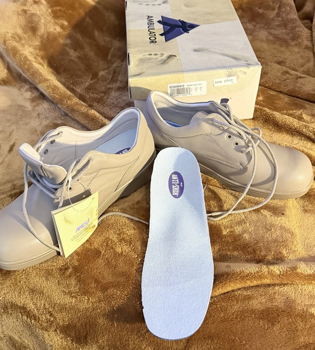 Apex 10.5 W Women\'s Leather lace up oxford beige comfort diabetic shoes APEX B2400W Womens Ambulator Leather Biomechanical Lace Up  main image 2