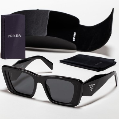 PRADA Women Symbole Sunglasses 1AB-5S0 Black Oversized Rectangle