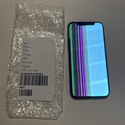 Apple iPhone X - 64GB - Space Gray (Unlocked) Broken LCD - Good Back FOR REPAIR