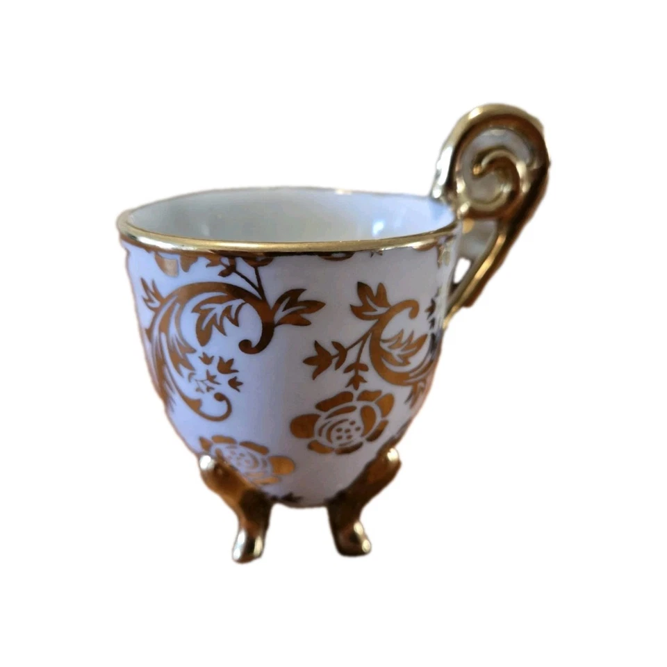 Juego de 15 piezas de espresso o té de porcelana dorada y blanca Foto 3 de 4