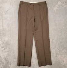 Canali Pants Mens 34x30 Brown Wool Dress Slacks Made in Italy Classic Fit