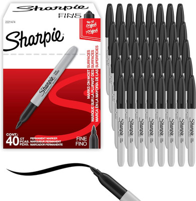 Sharpie Permanent Markers, Fine Tip, Black, 12 Count - Quick Drying, Fade Resist