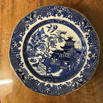 30er Jahre Burleigh Ware dunkelblau Weidenmuster Speiseteller je 26,cm, Durchmesser 