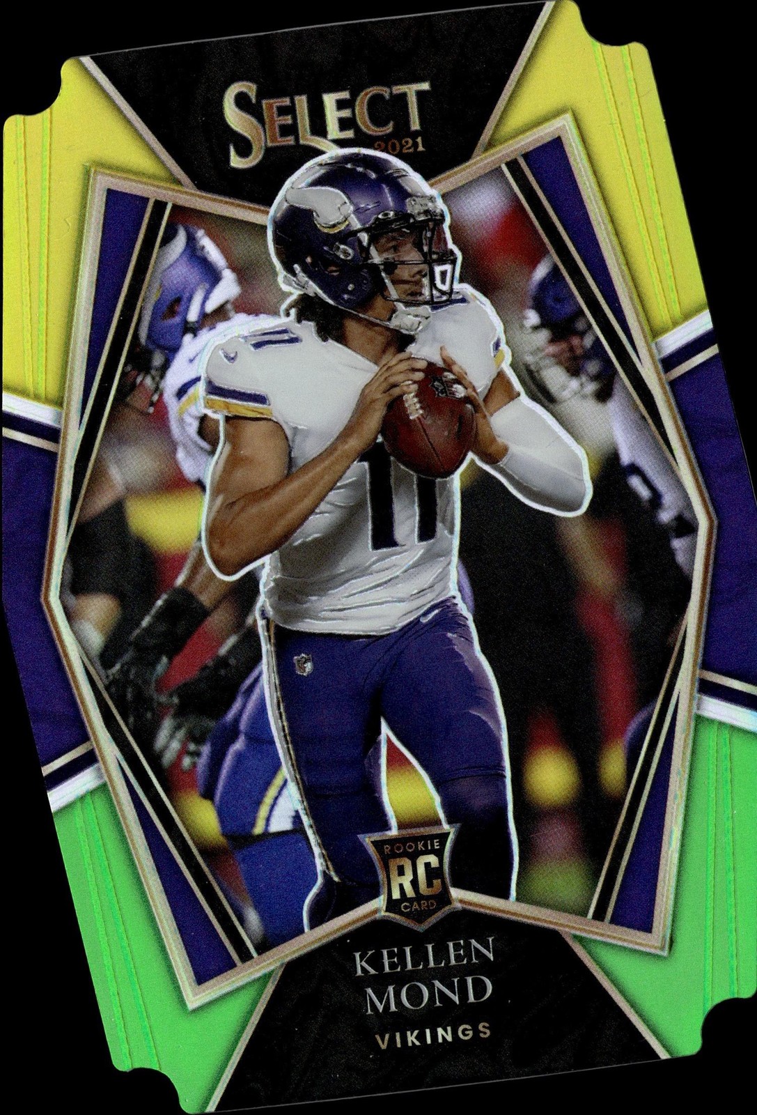 2021 Panini Select Green and Yellow Prizm Die Cut Kellen Mond Rookie Card #164