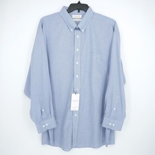 Roundtree Yorke Gold Label Shirt 19"-34/35" BIG Blue White Check Non-Iron NWT