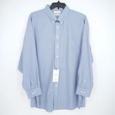 Roundtree & Yorke Gold Label Shirt 19"-34/35" BIG Blue White Check Non-Iron NWT