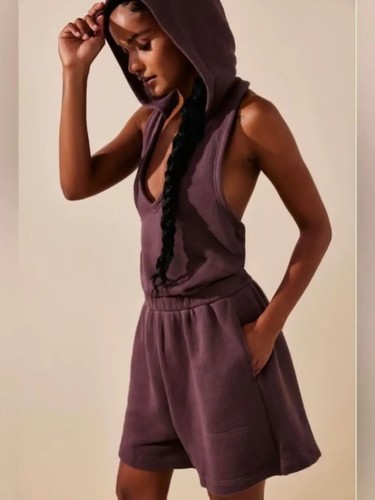 Free People Beach Oliver Hood Romper NEW NWT Sleeveless Open Back Soft Terry XS