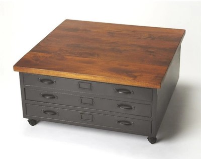 Butler SpecialtyGalvin Industrial Chic Coffee Table with Unique Drawers