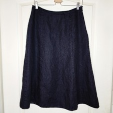 Talbots Petites Irish Linen Skirt Sz 14 Black A Line Midi Skirt Classic Career