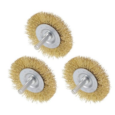 uxcell 2-1/2 Inch Wire Wheel Brush Bench Brass Plated Crimped 4-Inch, Gold 