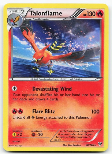 Pokemon Talonflame 28/146 XY Base Set Rare Holo NM