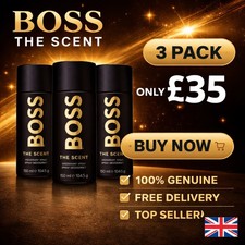3 Pack Hugo Boss The Scent Deodorant Mens Gents Spray 150ml - New & Sealed | UK