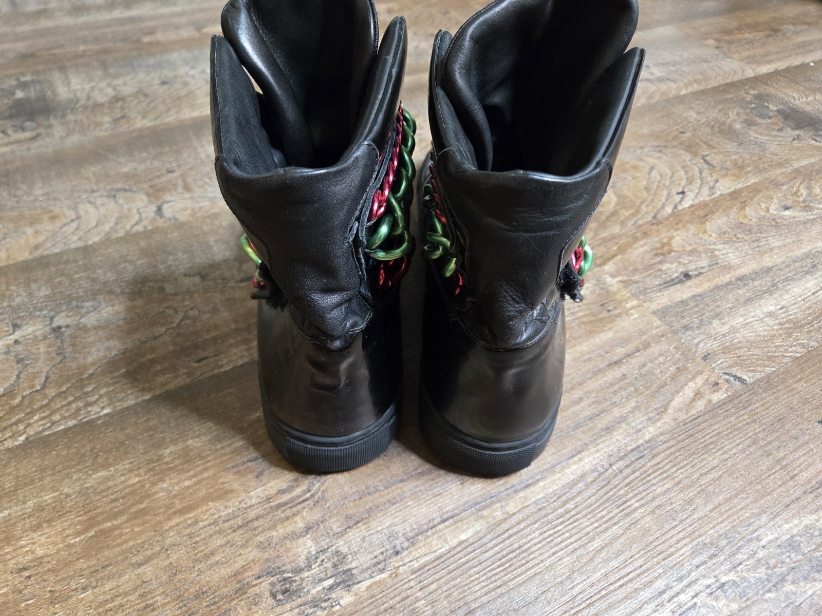 Raf Simons Black Holographic Tricolor Chained Sneaker… - Gem