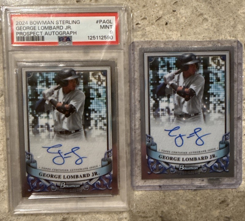 2024 Bowman Sterling George Lombard Jr Auto 2 Card Lot Yankees PSA 9 Called Up!