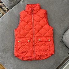 Woolrich Poppy Red Feminine Cut Quilted Pattern Duck Down Zip-Up Vest Women's S