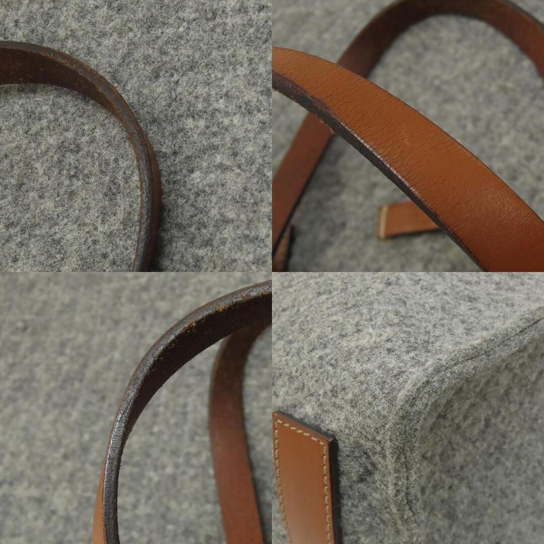 GUCCI Felt Logo Tote Bag Gray Used Ladies 32cmx32cm x11cm thumbnail 9