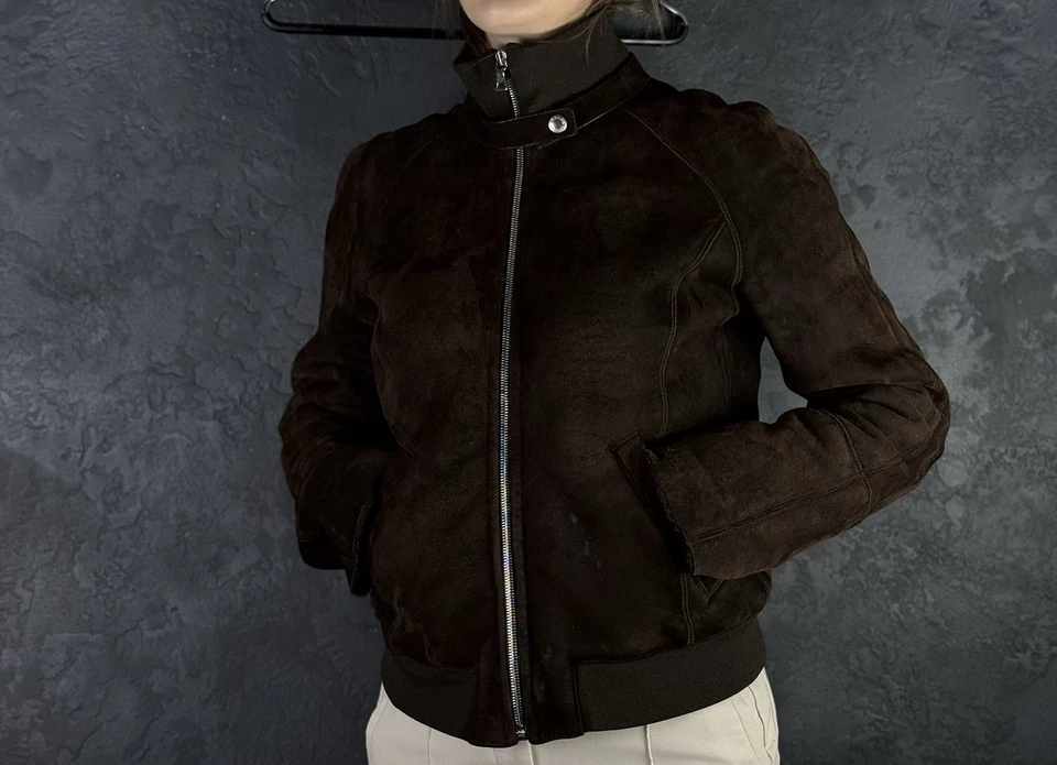 2000s Prada Brown Shearling Leather Jacket Women's - Image 2 of 4