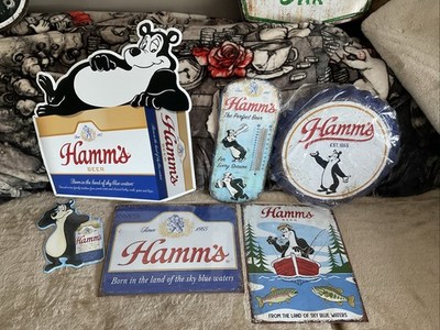Hamm s Beer Bundle, Metal Wall Signs And Thermometer 6 Piece Set
