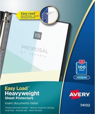 Clear Heavyweight Sheet Protectors Non-Glare Easy Load 100 Document Protectors