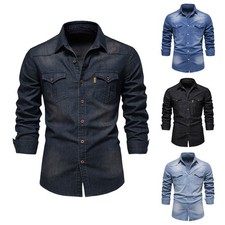 Herren Jeanshemd Denim Freizeithemd Männerhe...