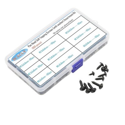 Truss Head Self Tapping Screws Kit M2 M2.3 M2.6 Black 304 SS Wafer 900 Pcs