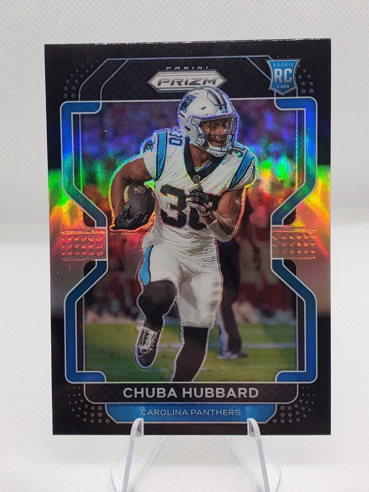 2021 Panini Chronicles - Prizm Black Chuba Hubbard #PB-24 Silver Prizm (RC)