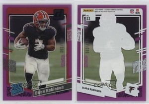 2023 Panini Clearly Donruss Rated Purple /199 Bijan Robinson #53 Rookie RC