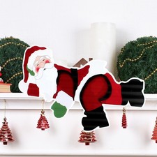 Christmas Fence Peeker Decoration 2D DIY Props for Yard Winter Festival Home