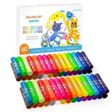 Shuttle Art Tempera Paint Sticks 60 Pack | Washable, Quick-Drying, School & A...