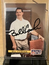 Bill Cowher Signed 1992 Pro Set Football #306 RC Rookie IP On Card AUTO Steelers