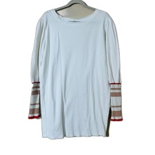 Free People Knit Tunic Mini Sweater Dress Cream Striped Preppy Fall Layering Med
