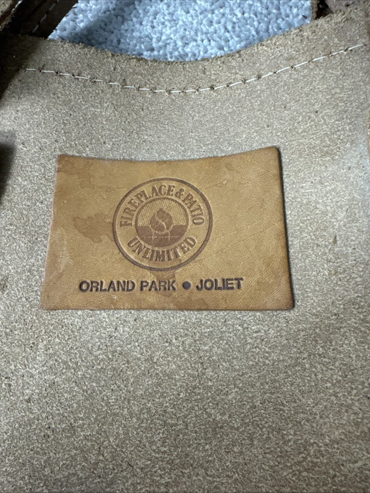 Soporte para troncos de cuero para chimenea de leña color marrón doble mango Foto 2 de 4