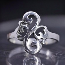 size 5.5, VTG southwestern sterling silver 925 handmade swirly cross band ring