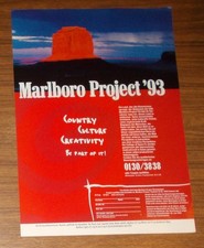 Seltene Werbung MARLBORO PROJECT '93 - Country Culture Creativity 1993