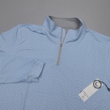 Kenneth Cole Golf 1/4 Zip Pullover Stretch Wicking Light Blue Golf Clubs Print
