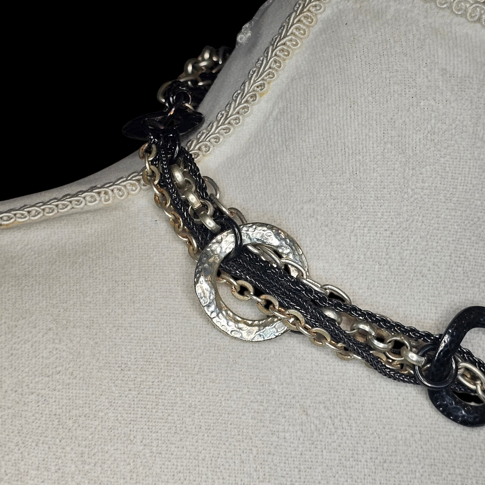 Chunky Statement Multi-strand Silver Black Chain … - image 2