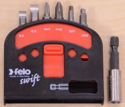 Felo Swift Schlitz Kreuzschlitz Vierkant Schrauben Bit Set Magnet Bithalter SLT PH SQ