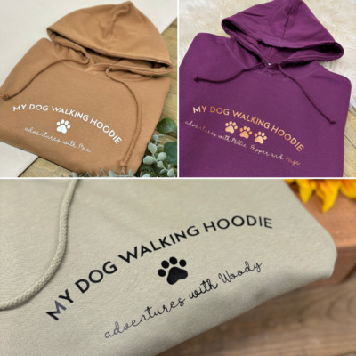 PERSONALISIERTER HUNDESPAZIERGANG Hoodie: Hundemama, Hundepapa, Hund/Haustierliebhaber Geschenk, XS-3XL